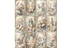 Pastel Christmas Rice Papers, 8 x 10.5 inch (A4) - 6 Pieces | 6 Unique Designs | Versatile Decoupage Designs for Art Projects