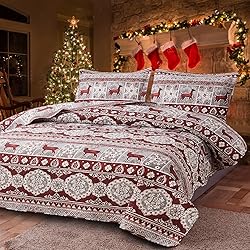 Christmas Quilt Set King Size Moose Deer Bedding