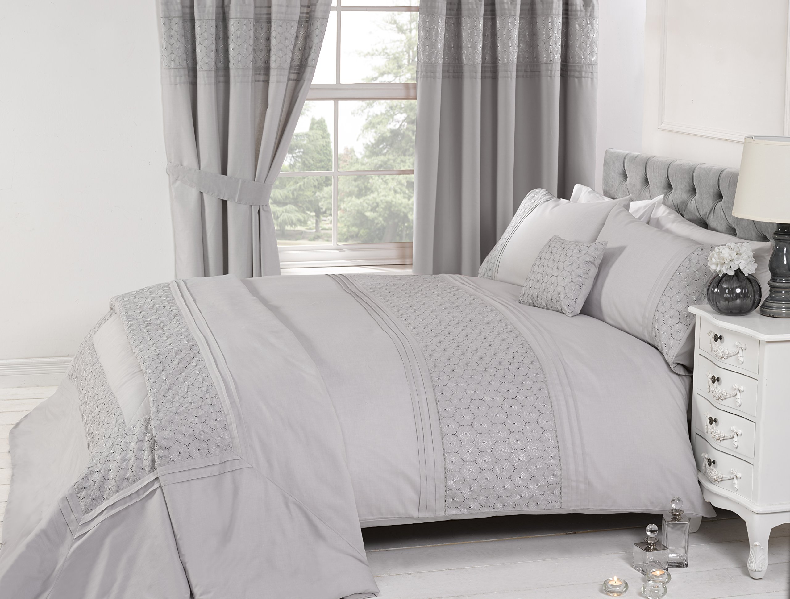 Rapport Home Everdean Duvet Set, King-Silver, Polyester-Cotton