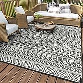 MontVoo Outdoor Rug Carpet Waterproof 5x8 Outdoor Patio Rug Mat Reverisble Plastic Straw Outdoor Rug for RV Camping Picnic Be