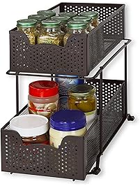 2 Tier Sliding Cabinet Basket Organizer Drawer