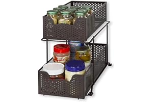 Simple Houseware 2 Tier Pull-Out Sliding Cabinet Organizer Drawer for Under Sink, Kitchen and Bathroom, Bronze