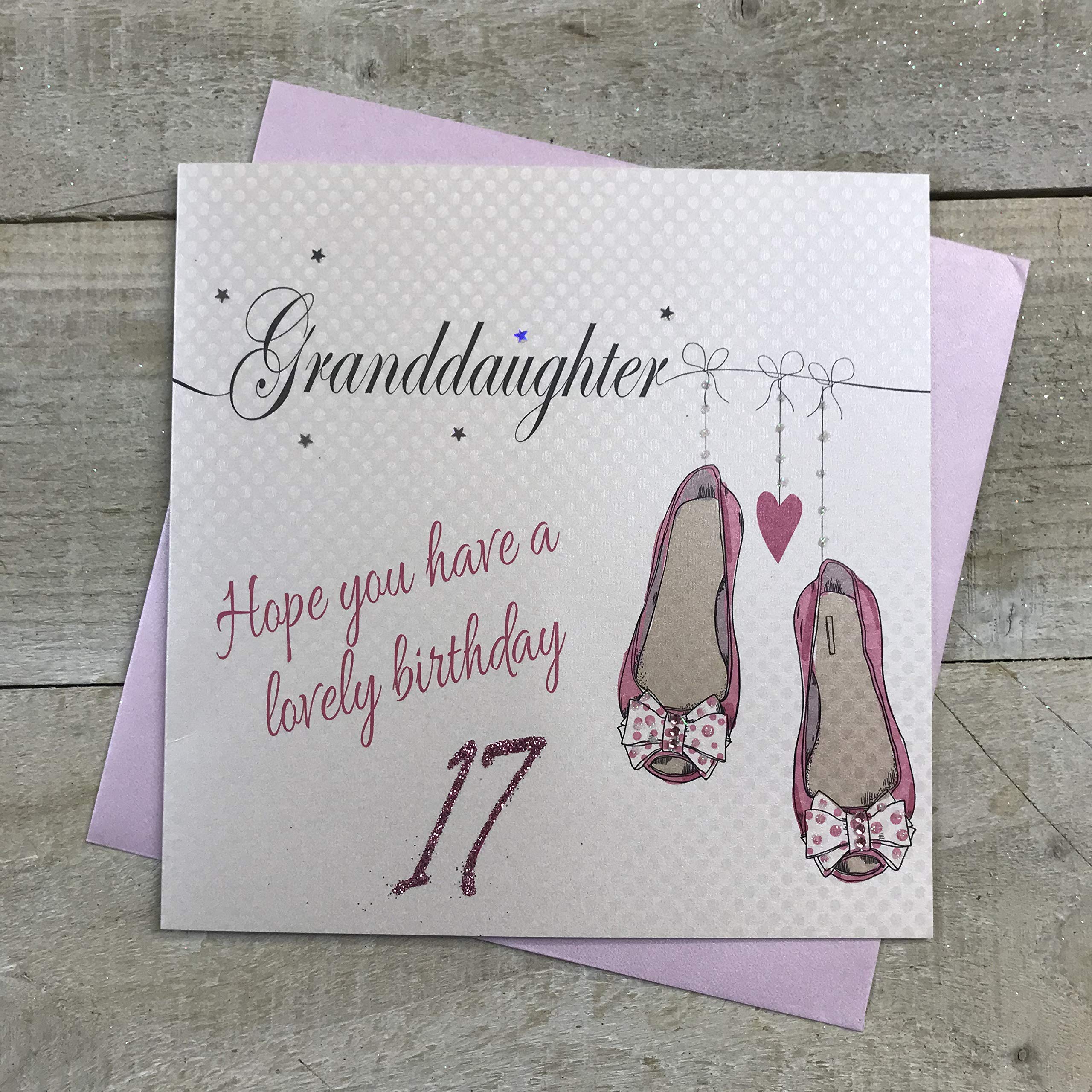 White Cotton Cards "Granddaughter 17" Handmade Birthday Card, LL225-17