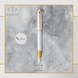 Parker IM Fountain Pen Premium Pearl Lacquer Gold Trim Fine Point Blue Ink view 3