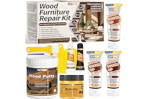 HUPEYNA Wood Repair Kit, Wood Furniture Repair Kit, Wood Filler, Wood Putty and Beeswax- Repair Stains, Scratch, Cracks, Hole, Discoloration for Wooden Door, Table, Cabinet, Bed, Floor (Brown Series)