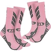 wanchel Warm Kids Ski Socks - 2 Pairs Merino Wool Skiing Socks, Winter Warm Snowboard Thermal Socks For Boys Girls Toddlers