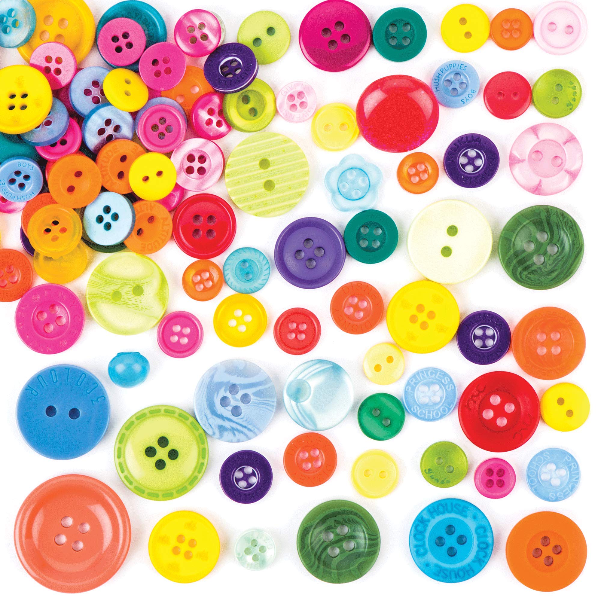 Baker Ross Assorted Multicoloured Buttons, Embellishments For Kids Arts and Crafts Activities (Pack of 600g) , Assorted , AV639