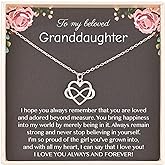 RareLove Granddaughter Necklace,Granddaughter Gifts from Grandma,925 Sterling Silver Tiny Infinity Heart Necklaces for Granddaughter,Birthday gift,Graduation Gift