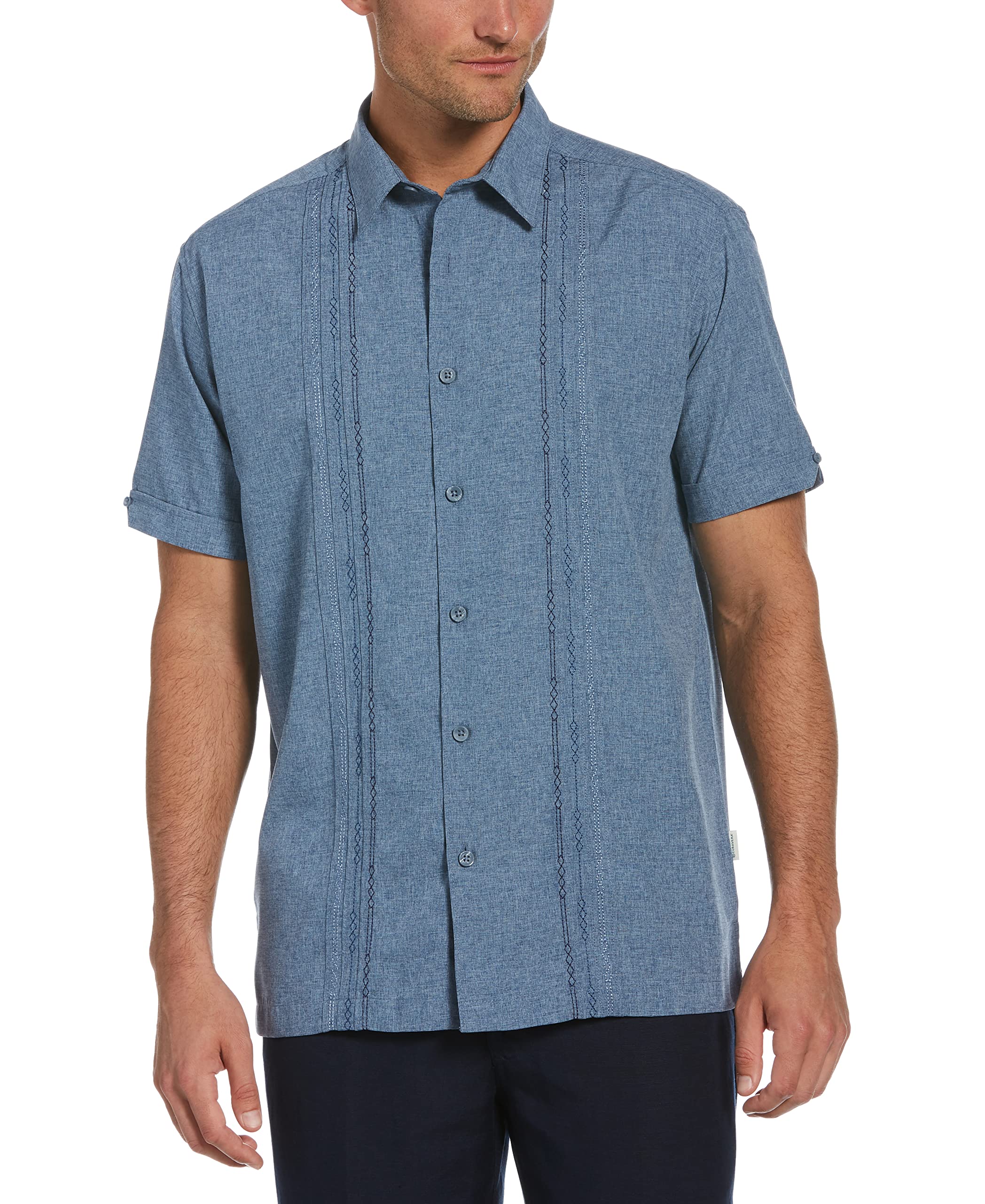 Cubavera Men's Big and Tall Cubavera Men’S Embroidered Chambray Short Sleeve Button-Down Shirt, Classic Fit, Men’S Casual Shirts (Sizes Small-5Xl), Dress Blues, 4X-Large Big Tall Image