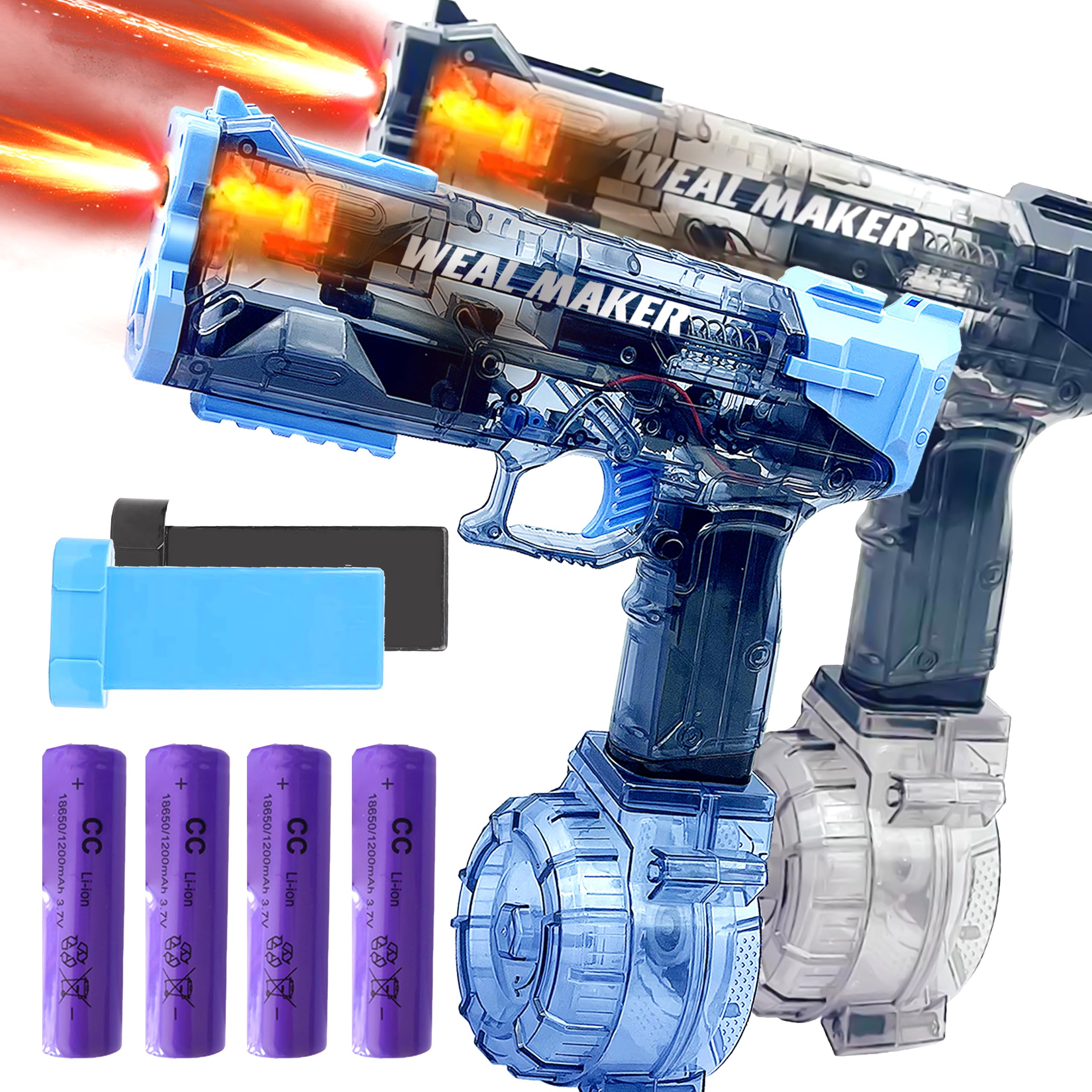 Photo 1 of 2025 Electric Water Guns 2-Pack with LED Light-Up Muzzle – Automatic Squirt Guns, 500CC Tanks, 28FT Range, 4 Rechargeable Batteries, Waterproof, Perfect for Nighttime Pool Parties & Outdoor Fun