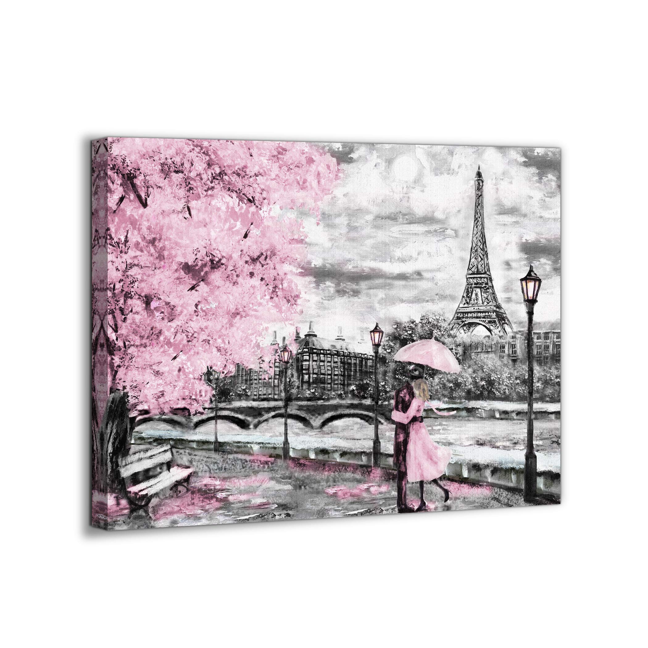 Paris Decor for Bedroom Canvas Wall Art Pink Theme Girls Room Wall Decor Black and White Eiffel Tower Pictures for Bathroom Wall Decor Modern Artwork for Wall Art Framed Wall Decoration Size 12x16