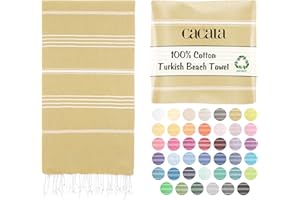 Cacala Lightweight and Thin Turkish Beach Towel 100% Cotton Sand-Free and Quick-Drying Goodness Perfect as an Extra Large Travel Towel, Beach Accessory, or Gift for Beach Lovers, 37 x 70