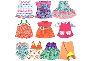 ECORELF 10 Set Alive Baby Doll Clothes, Doll Clothes and Accessories for 10-12 Inch Girl Dolls Outfits Include Cute Jumpsuit, Skirts
