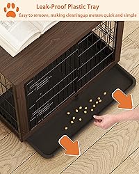 Piskyet Wooden Dog Crate Furniture with Divider