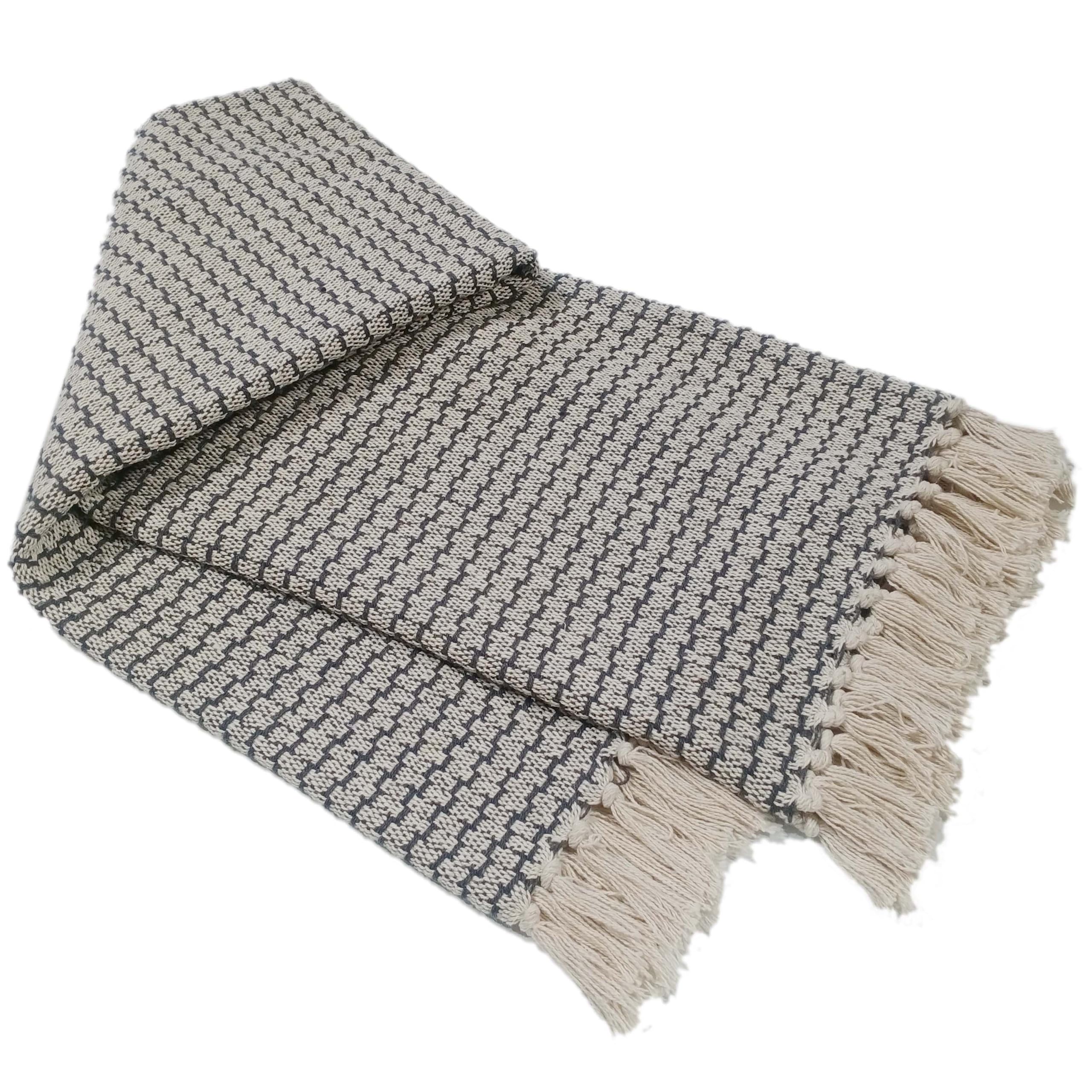 Olivia Rocco Home Throws Eco Friendly Super Soft Recycled Cotton Throw Blanket Comfortable Sustainable Perfect for Your Sofa Bed or Chair Lightweight, Tangier Charcoal 127x152cm