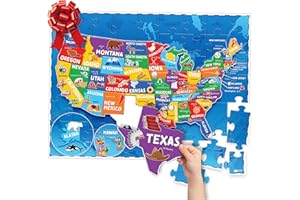 MOMO & NASHI United States Puzzles for Kids Ages 4-6 - Educational Toys for 4+ Year Old Boys & Girls - 70pcs USA Map Kids Puzzle with 50 States & Capitals - Floor Jigsaw Puzzles - Gifts for Grandkids