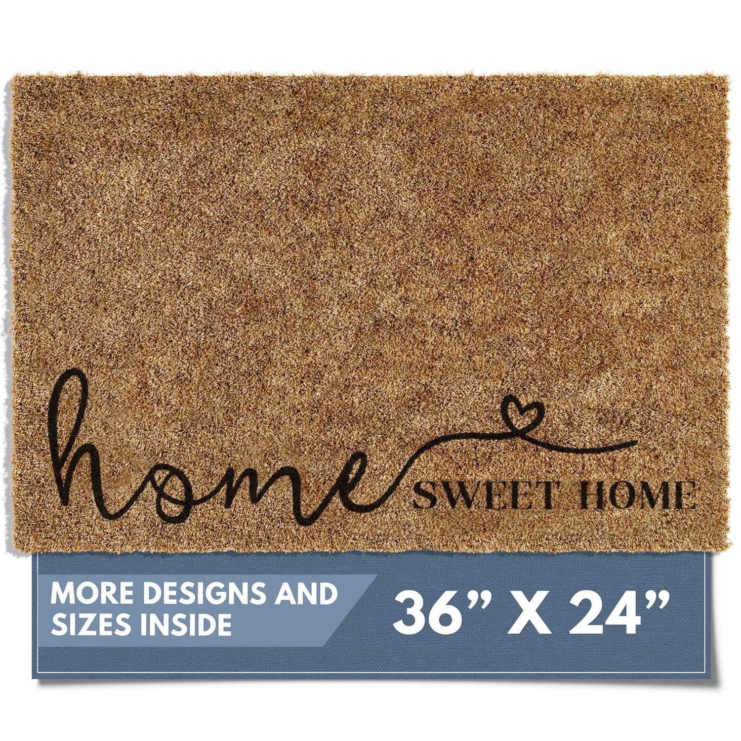 Barnyard Designs Doormat Welcome Mat for Outdoors, Large Front Door Entrance Mat, Brown (Home Sweet Home Script, 36x24) Image