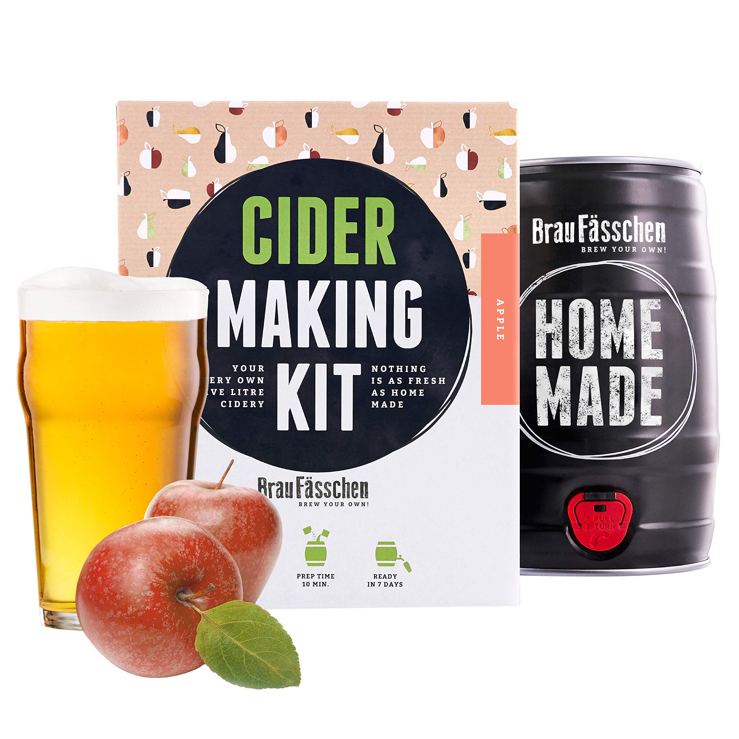 Gifts for Women - Cider Making Kit - Create Your own Apple Cider in 7 Days - 5-Litre Keg - Gift - by Brewbarrel/Braufässchen