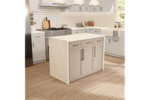 KITCHEN BATH COLLECTION Palisade 48-inch Kitchen Island (Engineered Marble/Gray Oak): Includes Gray Oak Kitchen Island Cabinet with Engineered Marble Waterfall Countertop