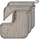 3PCS Exfoliating Washcloths for Face Shimmeroo 8x8 Inch Bamboo Charcoal Premium Face Body Wash Cloths with Softness Scrubbing Two Sides Exfoliating Towel for Women Men(Grey)