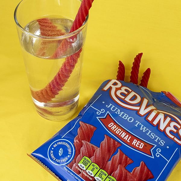 RED VINES JUMBO LICORICE, ORIGINAL RED FLAVOR, 8OZ BAGS (12 PACK), SOFT & CHEWY CANDY TWISTS
