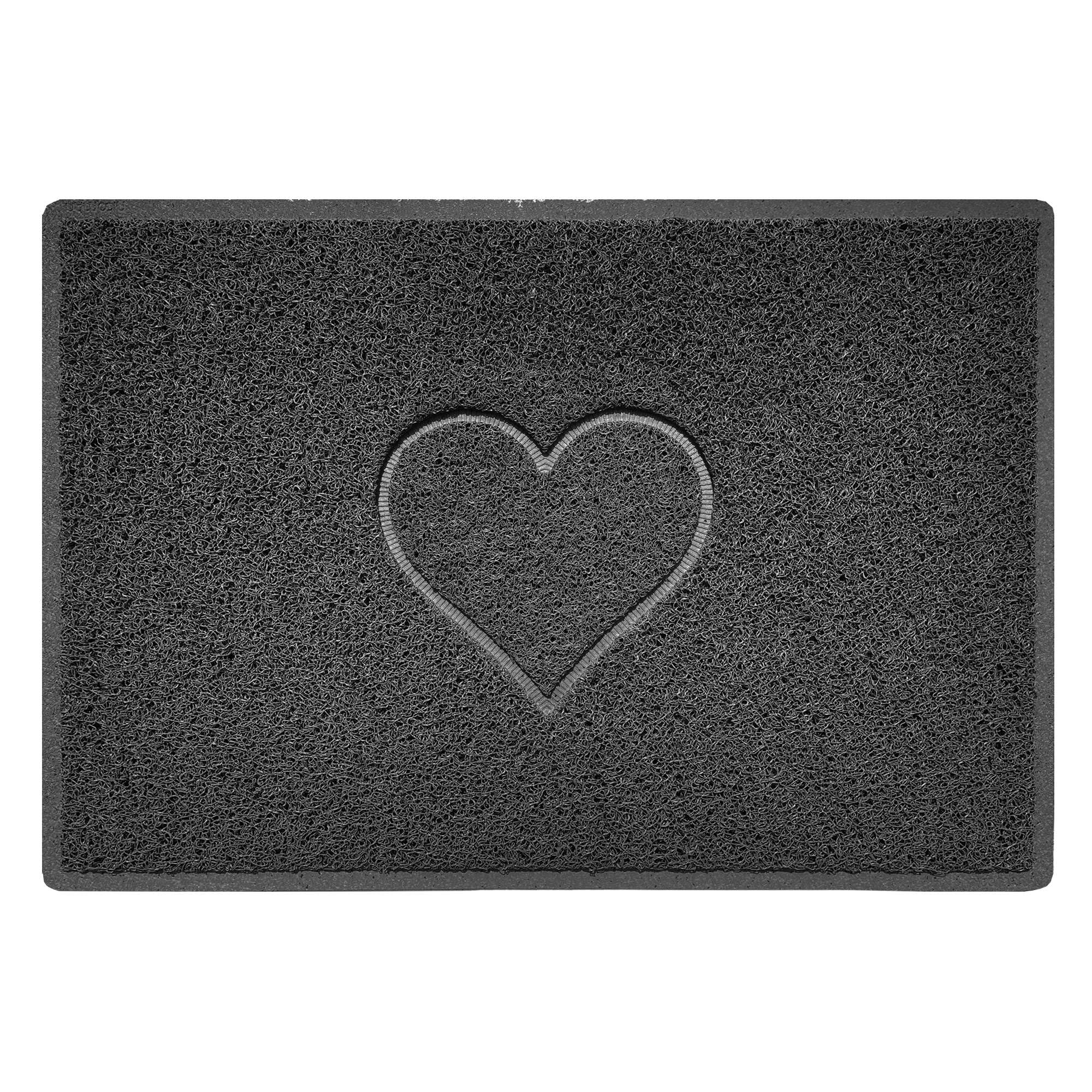 Nicoman Heart Embossed Shape Door Mat Dirt Trapper PVC Spaghetti Mat Washable Quick Drying Barrier Doormat-Dark Grey (Watertight Rubber-Back)-Large (90x60cm)