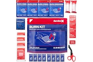 SurviveX Burn Dressing Kit with Tea Tree Oil - Hydrogel Burn Pads, Cooling Gels, Non-Adhesive Dressings & Gauze - Complete First Aid Accessory for Instant Cooling, Soothing & Burn Relief