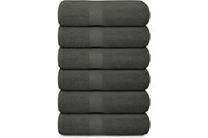 Pristine Linen Bath Towels Charcoal Grey 6 Pack 24 x 48 Bath Towels, 100% Cotton Towels for Bathroom, Pool Towels, Large Quick Drying Hotel Towels, Gym Towels, Towels for Spa, Ideal for Every Day use