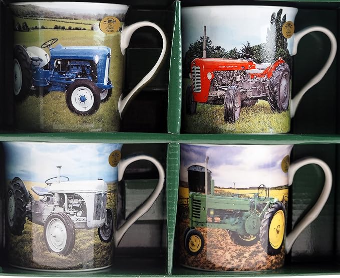 LP Set Of 4 Tractors In Field China Mugs/Cups In Gift Box Amazon.co.uk Kitchen & Home