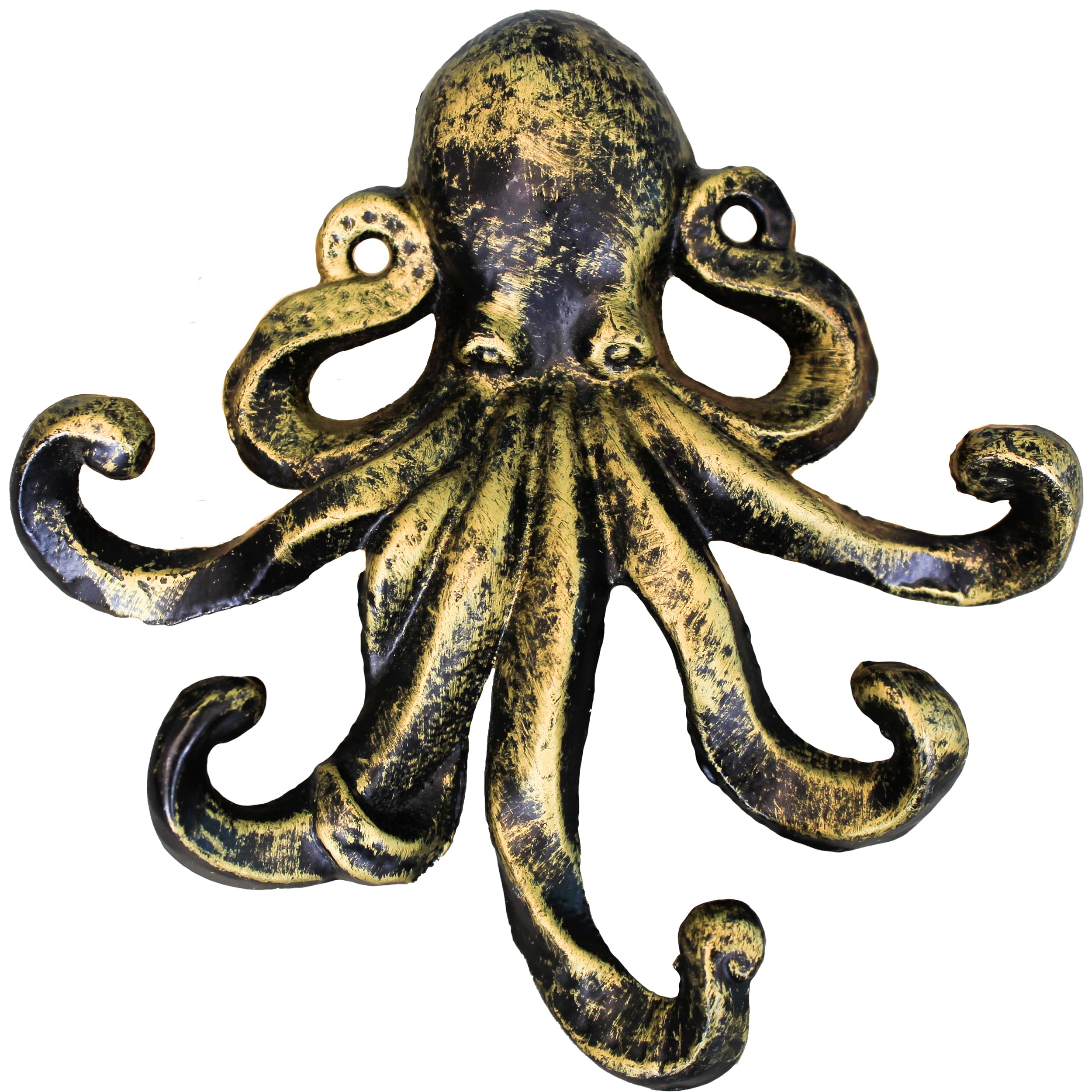 JJ PRIME - Octopus Key Holder for Wall | Animal Decor Key Hooks for Wall | Key Hooks Wall Mounted | Octopus Ornament Key Hook for Entryway, Hallway, Office (Gold)