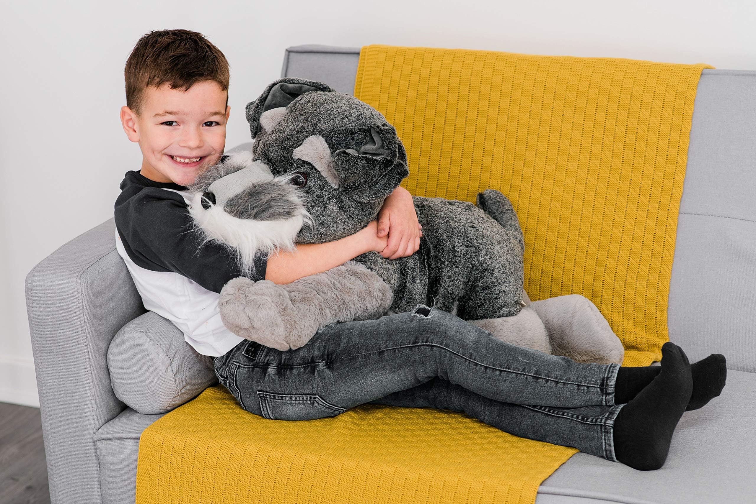Costello® 70CM GREY SCHNAUZER FLOPSIE PUP PUPPY DOG XXL EXTRA LARGE TEDDY BEAR GIANT HUGE JUMBO BIG PLUSH TOY STUFFED CUDDLY ANIMAL