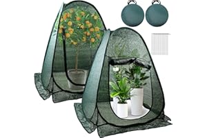 FANTANG 2 PCS Pop up Plant Cover Tent for Outdoor Plants, Large Plant Shade Tent 80% UV Resisitant Sunblock Shade Cloth Net Zipper Door Garden Pest Guard Plants Sun Protection with Stakes, 28 x 28 x 32 Inch