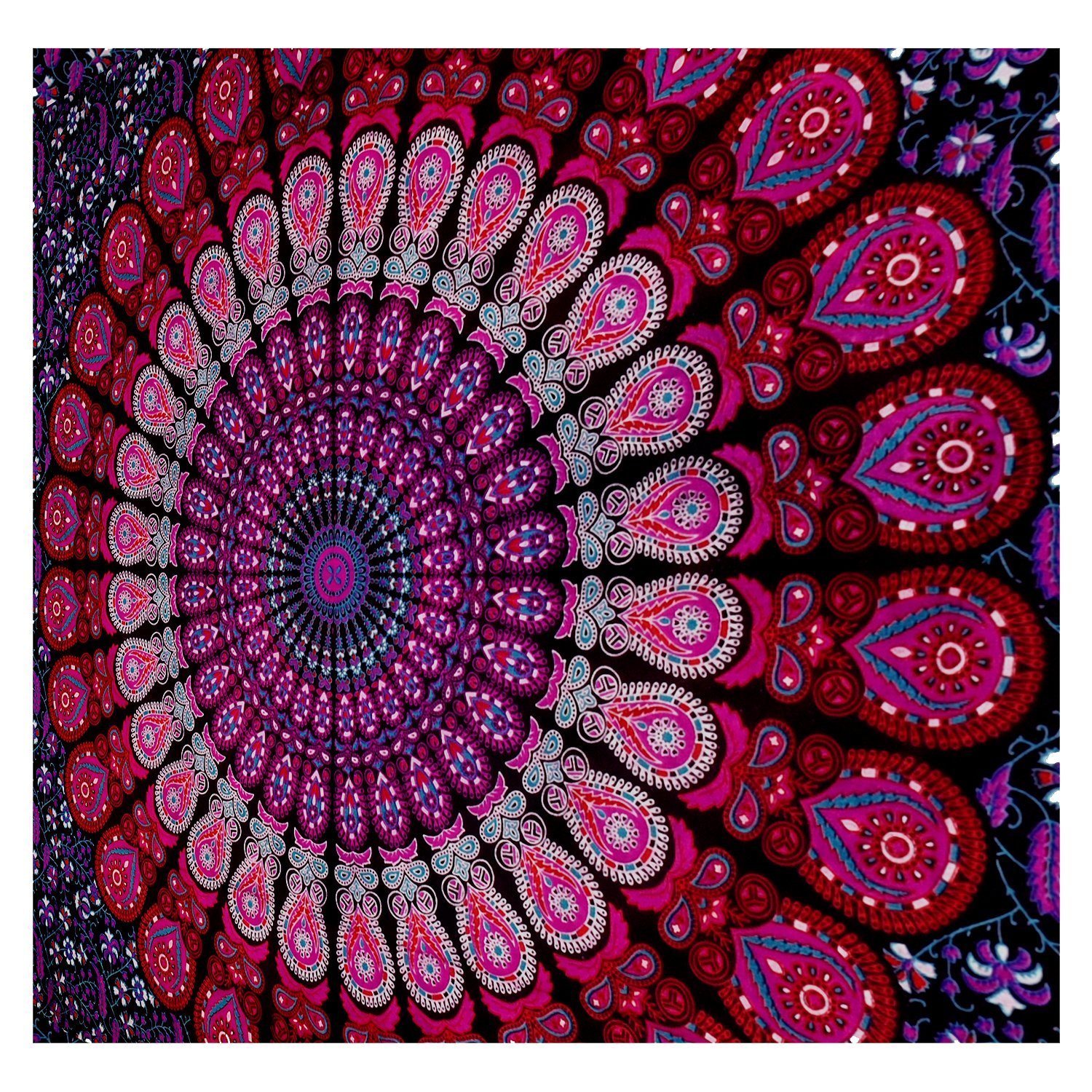 Aakarshan Mandala Tapestry Bohemian Wall Hanging, Psychedelic Wall Art, Dorm Décor Beach Throw, Indian Wall Tapestries Art