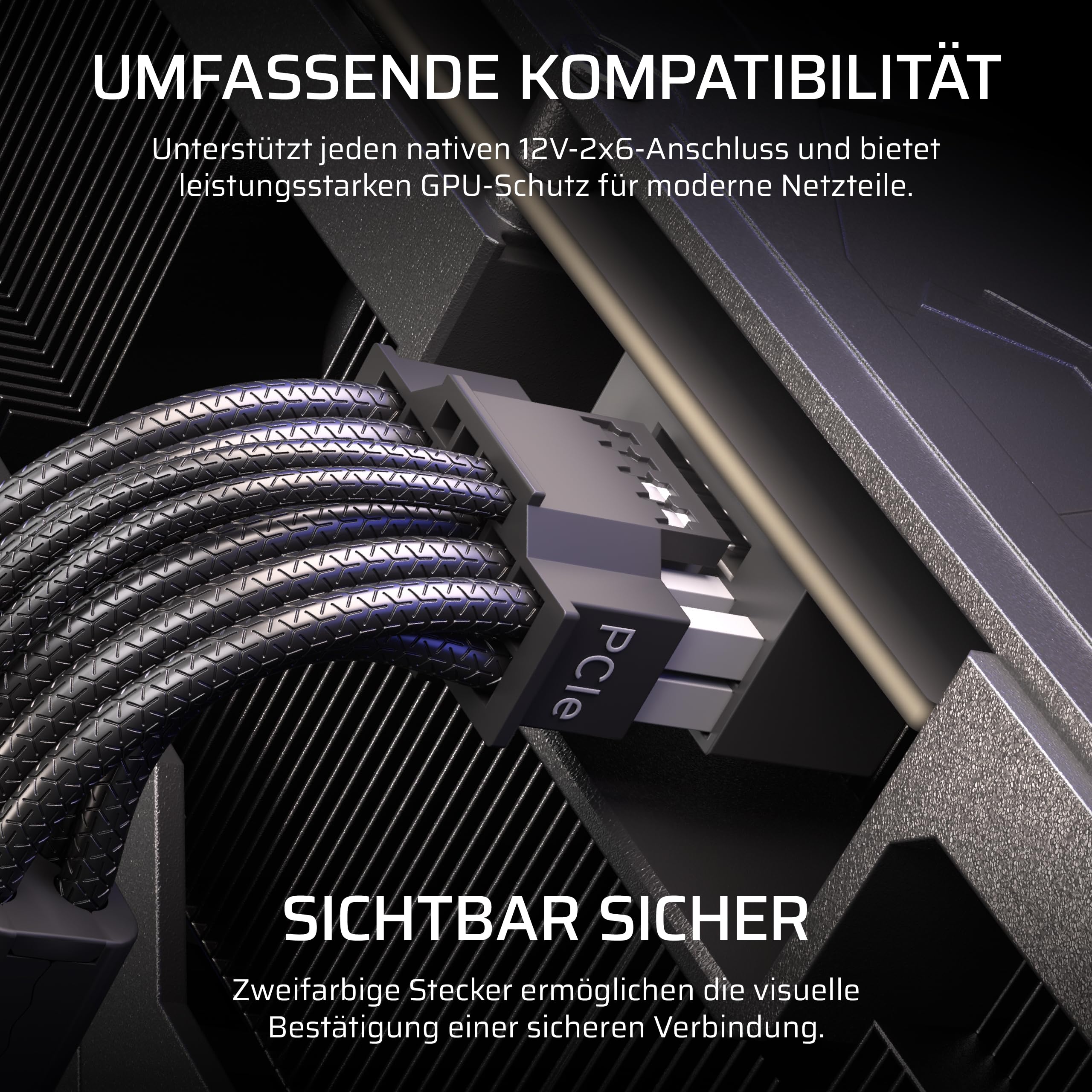 Corsair ThermalProtect PCIe 5.1 600W 12V-2x6 Netzteilkabel – Integrierter Übertemperaturschutz (OTP), Kompatibel mit Netzteilen mit einem 12-V-2x6-Anschluss – Schwarz 4