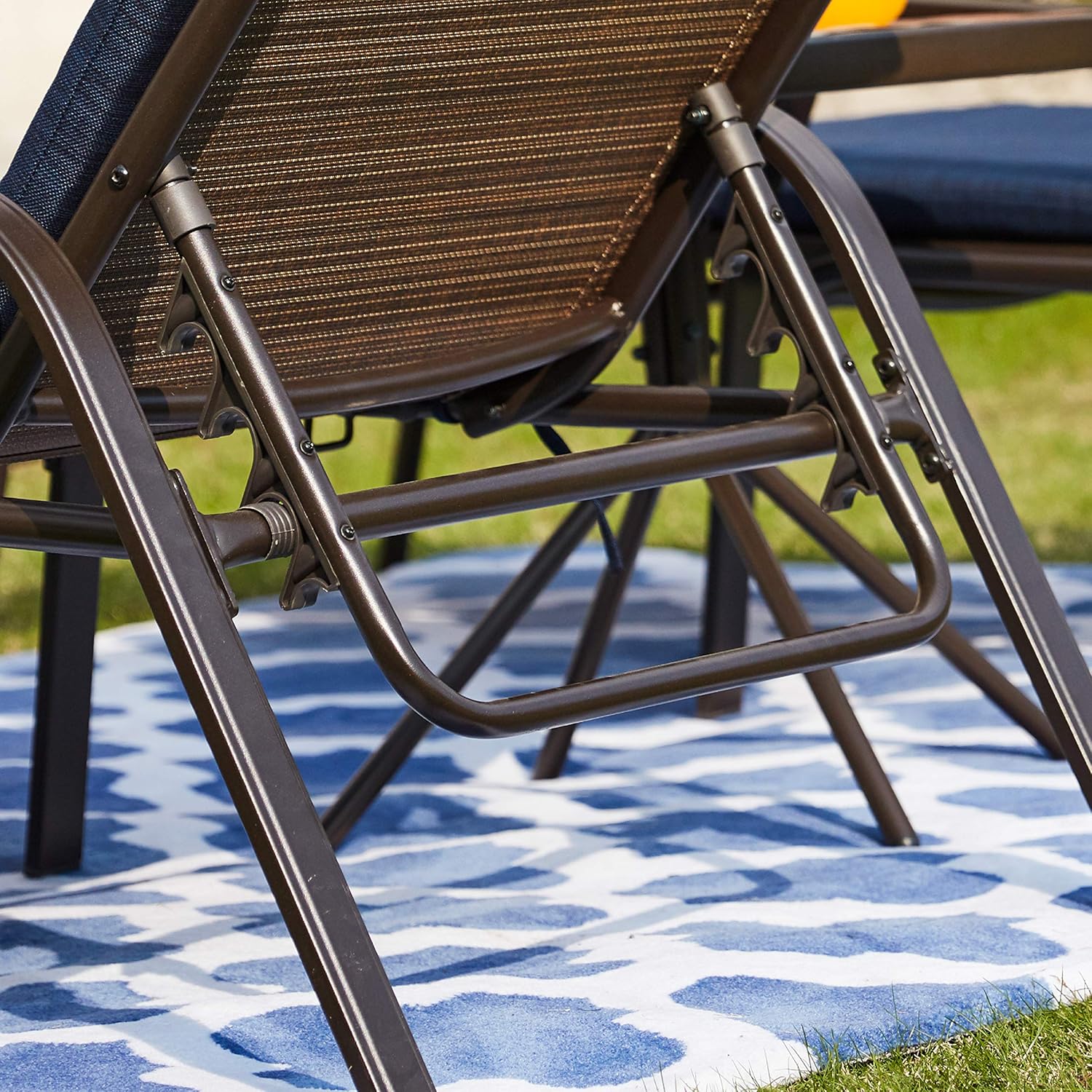 LOKATSE HOME 3 Pieces Outdoor Patio Chaise Lounge Chair Lounger Seating Furniture Set with Cushions and Table, Navy Blue : Industrial & Scientific