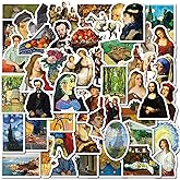 Renaissance Artist Stickers - 50 Pcs Vinyl Waterproof Vintage Oil Painting Art Stickers for Water Bottles,Laptops,Scrapbooks,Tumblers