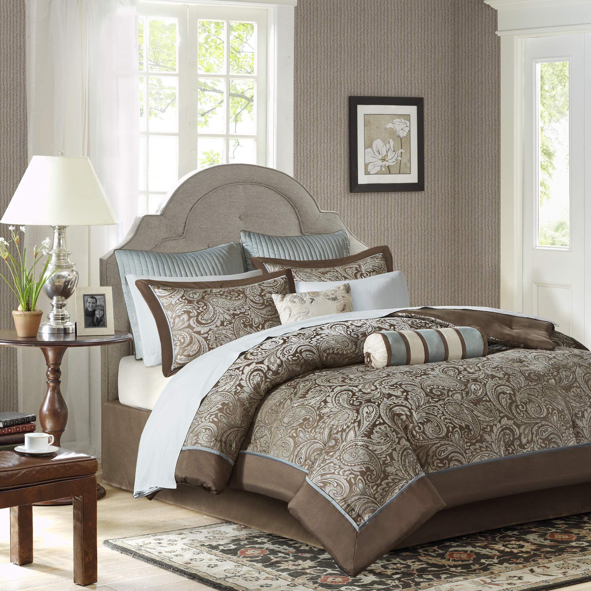 Madison Park Aubrey King Size Bed Comforter Set Bed In A Bag Blue