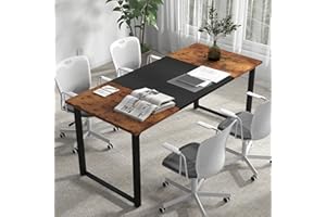 Bonzy Home 6FT Executive Desk, 70.8" Office Desk Large Training Seminar Table Modern Rectangular Boardroom Desk with Metal Frame, Rustic Brown&Black