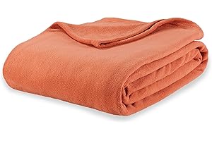 Berkshire Blanket Microfleece Queen Size Bed Blanket Amberglow Orange, Lightweight Soft Breathable Plush Micro Fleece Blanket for Bed Couch Sofa, 90x90 Inches