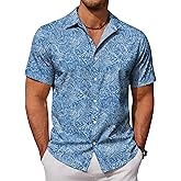 COOFANDY Mens Hawaiian Shirts Short Sleeve Button Down Aloha Shirt Casual Beach Clothes