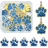 COGCHARGER Dog Paw Print Charms for Jewelry Making Bulk Cute Enamel Animal Metal Charms Pendants for Keychain Earrings Necklaces Bracelets DIY Supplies
