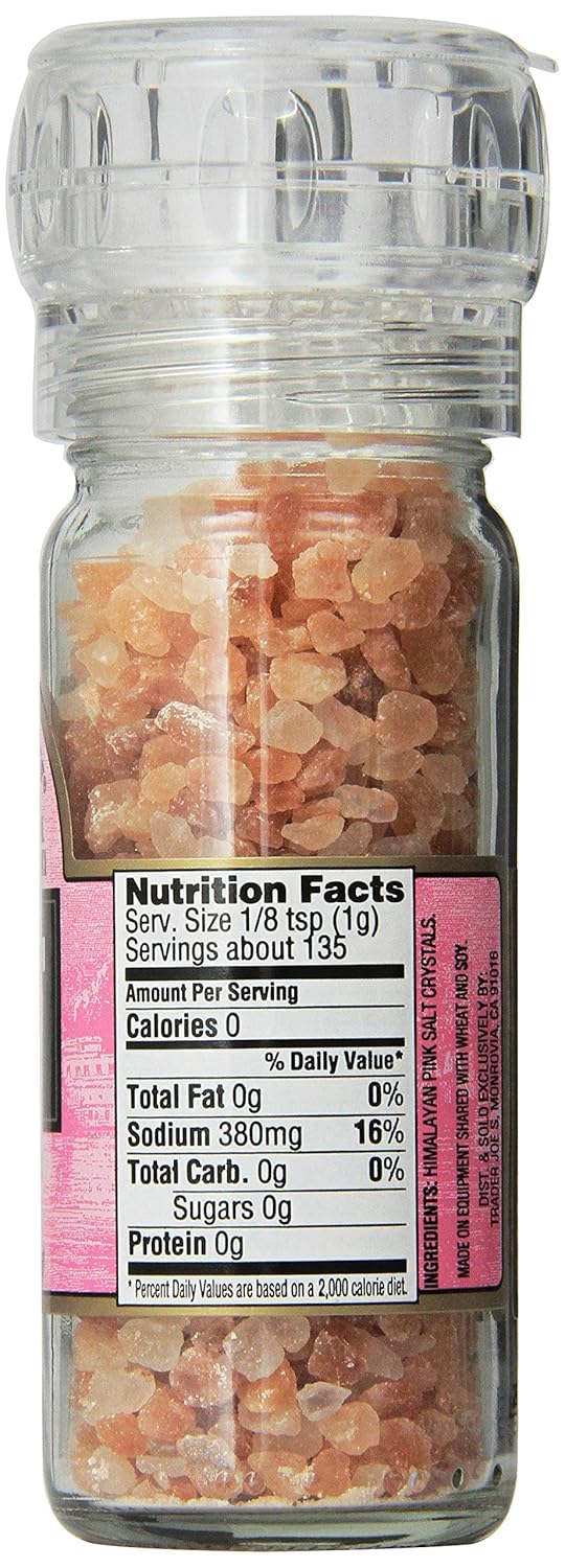 Trader Joe's Himalayan Pink Salt Crystals with Built in Grinder Natural and Pure Use in Any Dish You Would Use Regular Salt - 4.5oz : Coarse Salts : Grocery & Gourmet Food