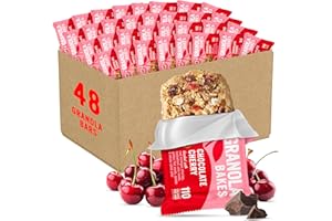 Cooper Street Chocolate Cherry Granola Bakes (48 Count) – Individually Wrapped Soft and Chewy Granola Bars Bulk – Low Sodium, Nut & Dairy Free - Perfect As Healthy Bulk Office or Classroom Snacks