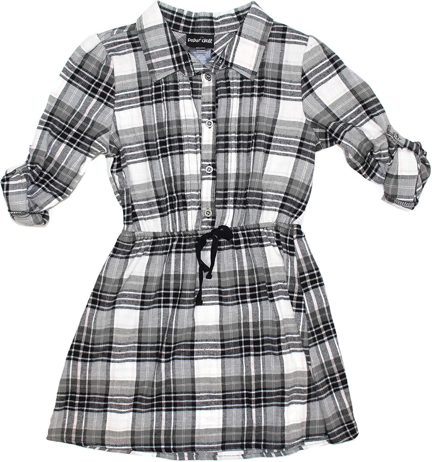 black and white plaid shirt dress