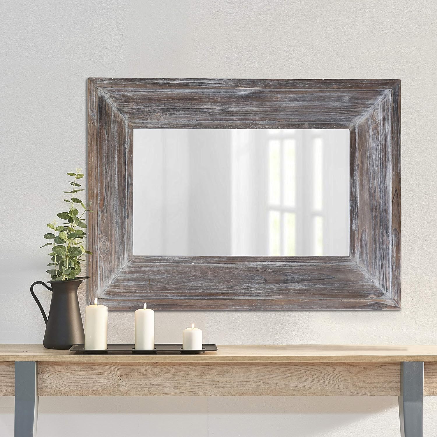 Barnyard Designs Decorative Wall Mirror Rustic Distressed Natural Wood