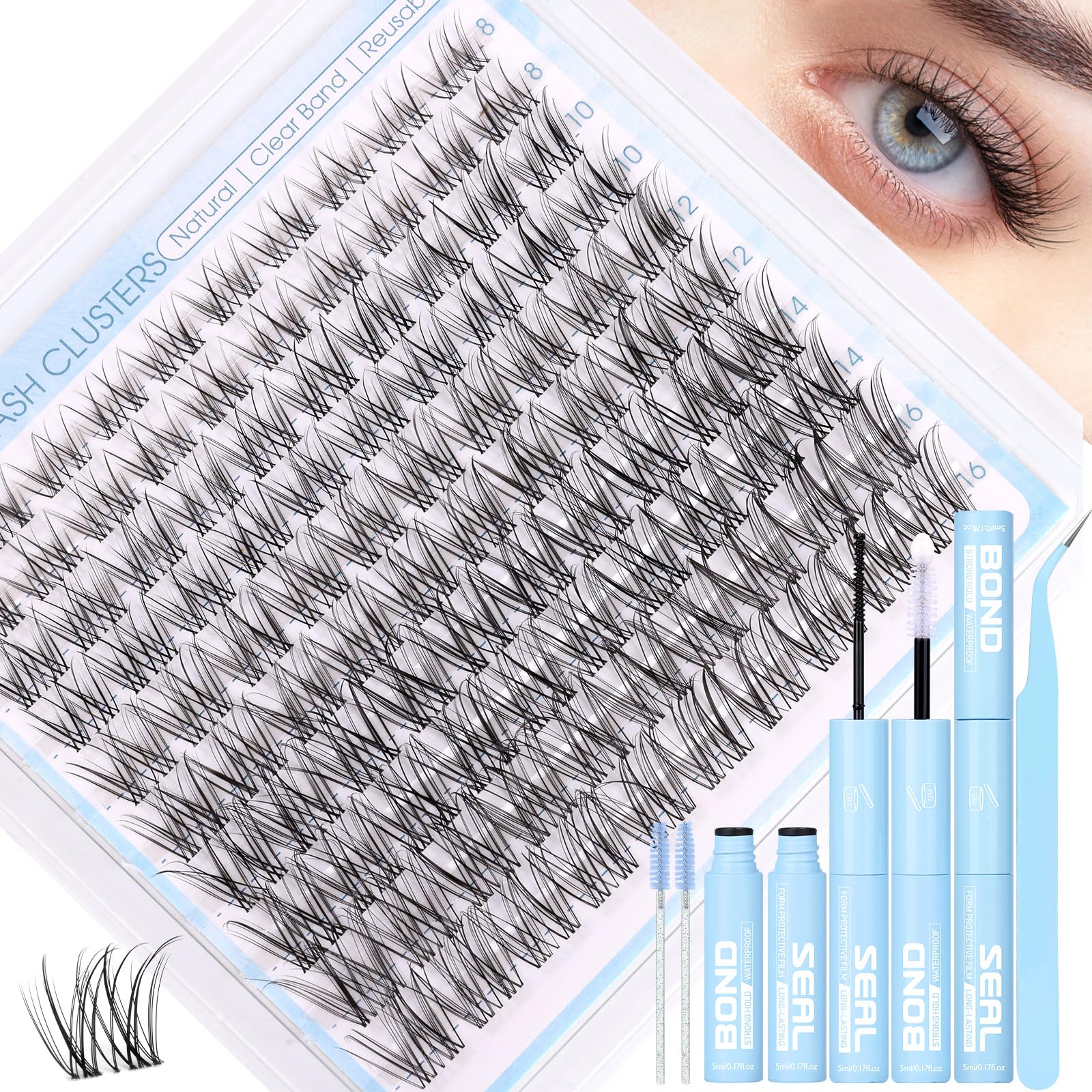 Photo 1 of ***MISSING PIECES*** Natural Lash Clusters Kit Invisible Band Eyelash Clusters DIY Lash Extension Kit Wispy Eyelash Extension Kit Clear Band Cluster Lashes with Lash Glue, Brush and Tweezers by ZANLUFLY(8-16mm)