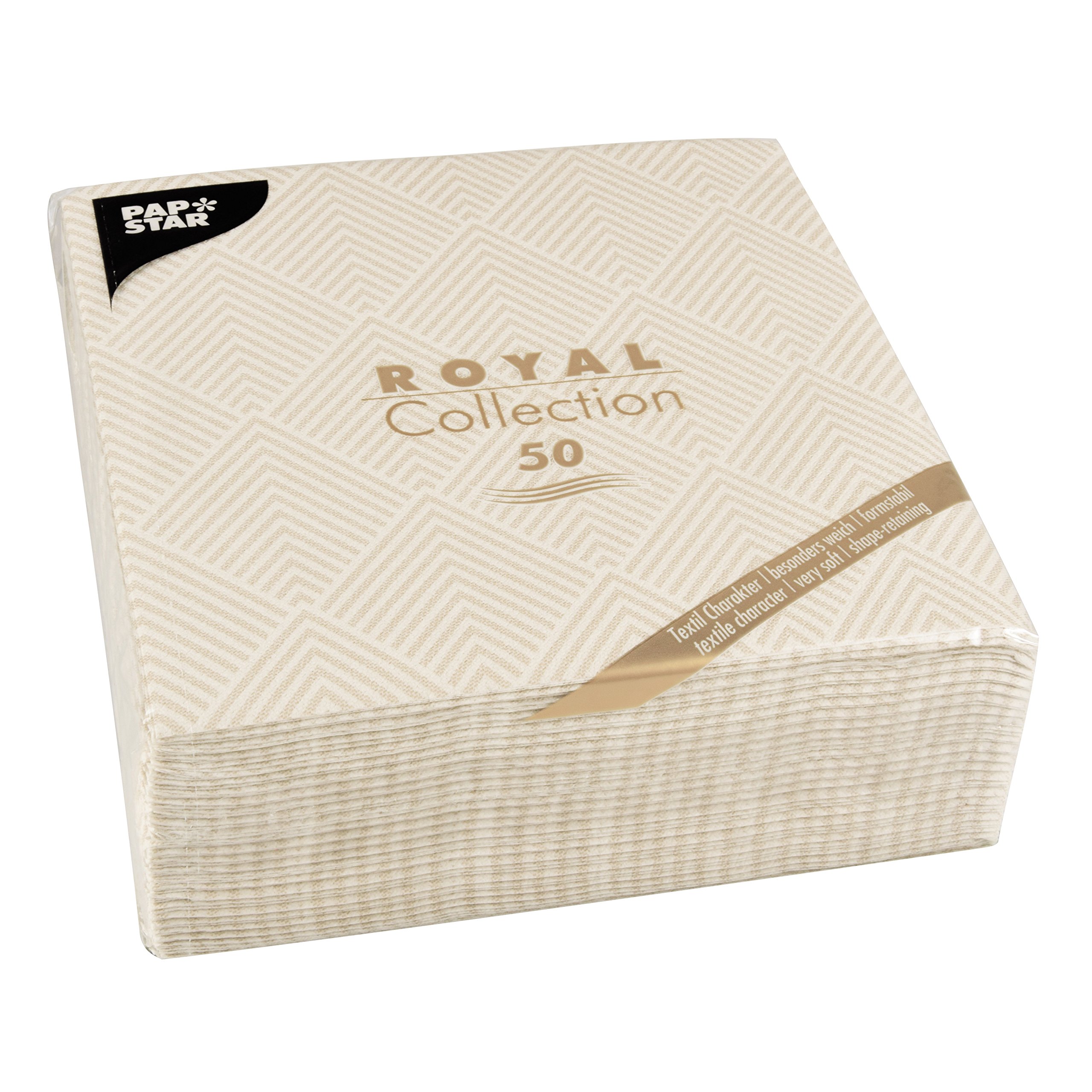 PAPSTAR, Royal Collection #86497 Napkins 1/4 Fold 40 cm x 40 cm Champagne Pack of 50