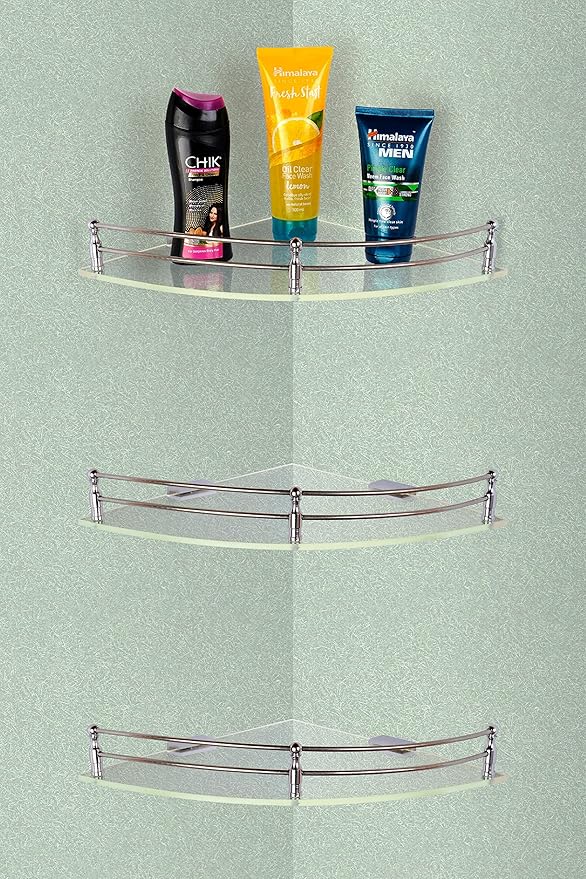 Ara India Acrylic Corner Shelf for Bathroom Kitchen Shelf Shelves and