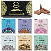 Raajsee Natural Incense Cones,6 Pack Mixed Scents Gift Pack 15 pc Each (90 Total), Insense Cones Variety Pack, 100% Organic Non Toxic Natural - Hand Rolled Free from Chemicals (Pack 1)