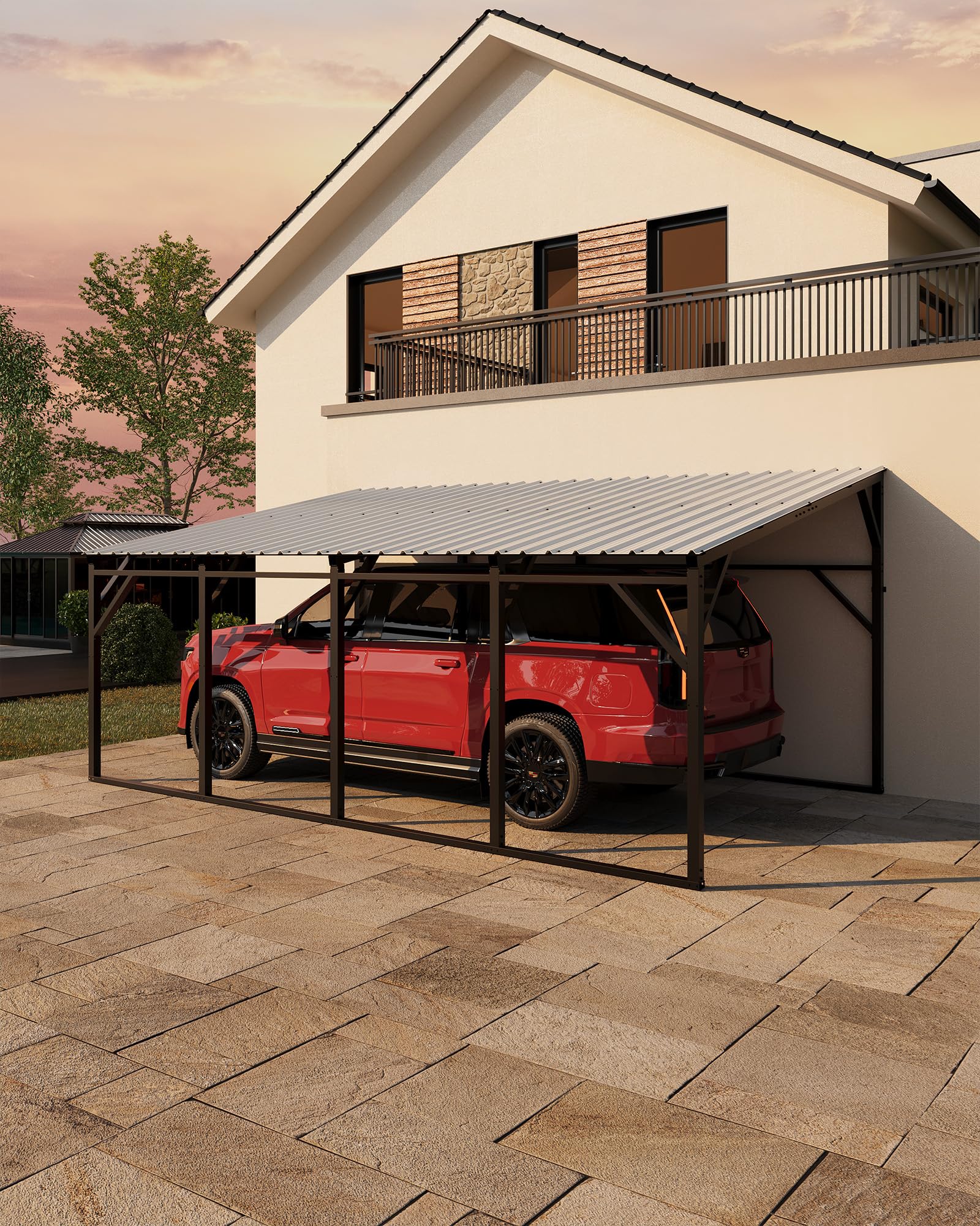 Photo 1 of **** PARTIAL SET BOX C/F ONLY*** MISSING BOXES *** IMAGE USE FOR REFERENCE***

Garvee 12x20 ft Lean-to Metal Carport, Vertical Roof Wall-Mounted Car Port with 11.5° Slope, Heavy-Duty 19-Ga. Steel Frame, 107" to 78" Height Clearance for SUV & Pickup